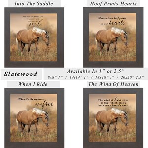 May include: Four framed prints with images of horses in a field. Each print has a different quote about horses. The prints are available in various sizes, including 20 x 20 cm, 35 x 35 cm, 45 x 45 cm, and 50 x 50 cm.