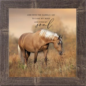 Horse Quote Wall Art – Wind of Heaven, Saddle I Go, Hoof Prints, or I Feel Free – 8x8 Framed Equestrian Decor – Summer Snow