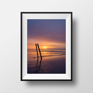 Impressão fotográfica Brittany Beach Paisagem - Dique Madeira Kerambigorn Nascer do sol Imagem colorida Fotografia Decoração Pôster
