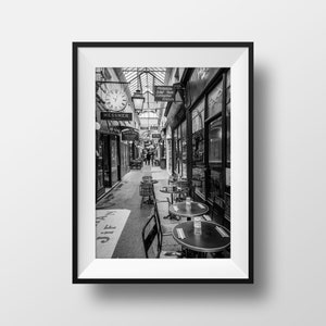Photo Print Passage des Panoramas Paris - Parisians Photography Black and White Picture Street  Art Poster Wall Art Home decor
