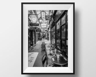 Photo Print Passage des Panoramas Paris - Parisians Photography Black and White Picture Street  Art Poster Wall Art Home decor