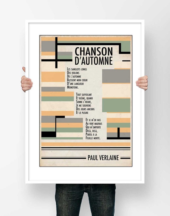 Affiche Poesie Paul Verlaine Chanson D Automne Poster Etsy France