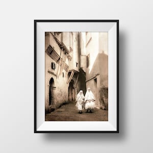 Antique Photo Algeria - Algiers La Casbah 1900 Color Picture Poster Souvenir Wall Art
