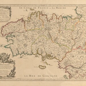 Affiche Reproduction Carte de Bretagne 1706 Affiche Retro Plan Poster France Vintage Grand Format Alexis Hubert Jaillot Décoration Murale image 5