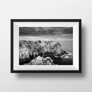 Foto Brittany Crozon – Pointe de Pen-Hir Imagem em preto e branco Fotografia Paisagem Beira-mar Pôster Decoração de parede