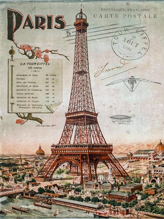 Vintage Poster Paris 1900 - Poster Eiffel Tower Belle Epoque