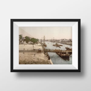 Foto antiga Brittany Lorient-O Porto Comercial Cartaz Vintage Retro Fotografia Poster Morbiha Lembrança Decoração de Parede França