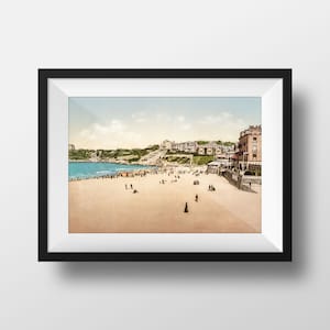 Foto Brittany Dinard - Imagem antiga restaurada Pôster retrô Pôster de fotografia retrô Cabanas de praia Lembrança Decoração de parede