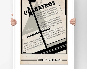Poster Poem Charles Baudelaire Albatros - Poster Poetry Flowers Of Evil Literature Illustration Modern Decoration Bauhaus Design Wall Art