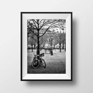 Fine ART Print of Paris - Place dauphine Parisian Black and White Photo Typical Old Paris Street View Picture Poster Wall Art