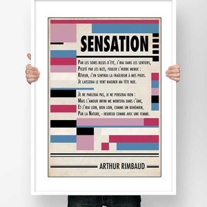 Arthur Rimbaud Sensacja Poezja Plakat-Typografia Plakat Wiersz Nowoczesna ilustracja Bauhaus Design Sztuka literacka Dekoracja ścienna