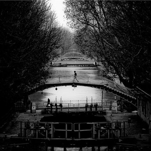 Fine ART Print of Paris Le Canal Saint Martin Paris Photo in Black and White Street View Picture France Paris Typical Atmosphere image 5