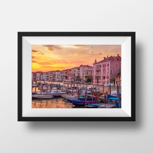 Venice Photo Prints - Canal Landscape Sunset Colors Wall Art Poster Gondola Photography