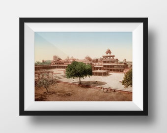 Antique Photography print India - View of Fatehpur Sikri in the 19th century Wall Art