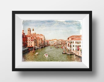 Venice Color Photo - Grand Canal Gondolas Italy Landscape Photography TravelBook Photography Poster Image Wall Art