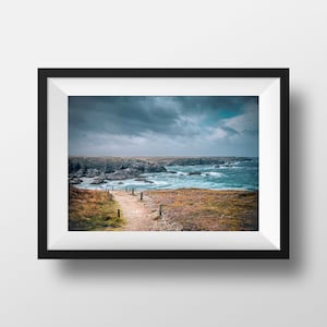 Foto bela ilha no mar Bretanha - Donnant Beach Ocean Seaside Imagem Fotografia Paisagem Pôster Decoração