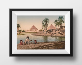 Ancient Egypt Pyramids and the Nile - Vintage Poster Retro Photography Wall Art
