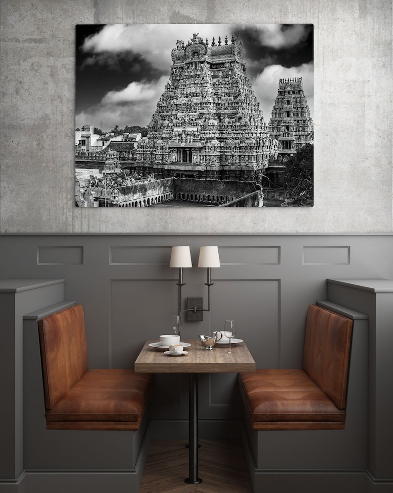 Photo Black and White India Tamil Nadu Temple Gopuram Srirangam Picture