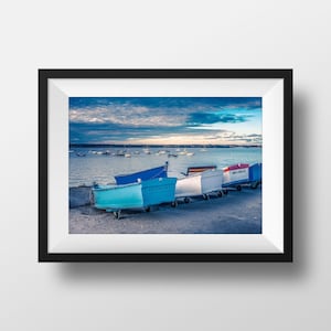 Foto colorida Brittany - Finistère Cale Barcos Anexos Litoral Fotografia Pôster de viagem Decoração de parede