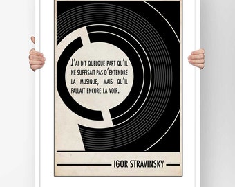Poster Quote Igor Stravinsky The Music - Poster Typography Modern Illustration Bauhaus Literary Wall Decoration
