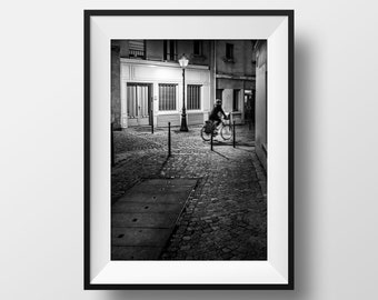 Tirage photo Vieux Paris – Quartier Saint Blaise la nuit Photo Noir et Blanc Ambiance Poster Affiche décoration Murale