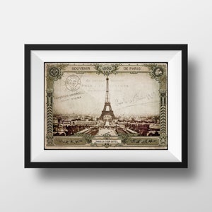 Poster Vintage Paris Exposition Universelle 1900 - Affiche Tour Eiffel Poster voyage Carte postale ancienne Illustration France Image