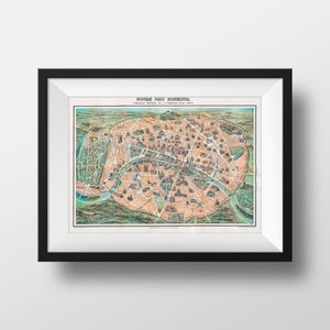 Affiche Reproduction Plan Ancien Paris Garnier 1879 - Affiche Retro Plan Poster Carte Paris Vintage Grand Format Reproduction
