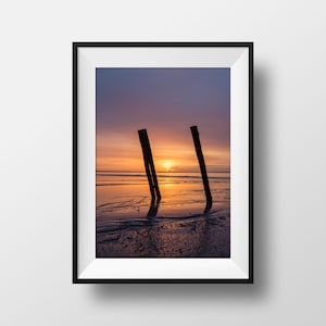 Impressão fotográfica Praia Paisagem Brittany - Dique Madeira Kerambigorn Nascer Do Sol Imagem Colorida Fotografia Decoração Pôster