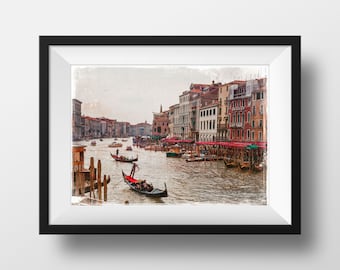 Venice Color Photo - Grand Canal Gondolas Italy Gondolas Photography TravelBook Photography Poster Image Wall Art