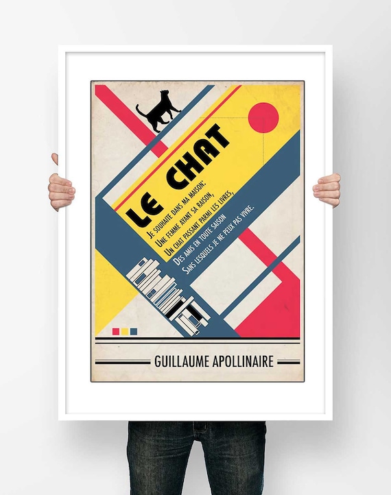 Poster Poem Guillaume Apollinaire Le Chat Poster Typography Etsy Poster Poem Guillaume Apollinaire Le Chat Poster Typography Etsy