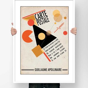 Affiche d'Art Littérature - Poster Bauhaus Typographie Poésie Poème Guillaume Apollinaire Carte Postale Illustration Tirage Art Littéraire