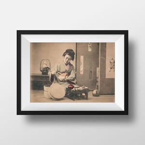 Antique Photo Japan - Japanese Woman Traditional Costume Vintage Poster Photography Wall Art Home Decor