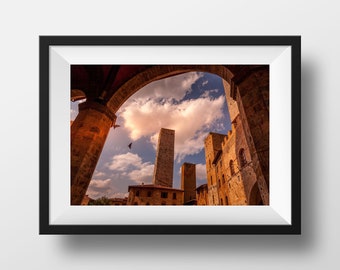Photo Color Tuscany - San Gimignano Italy Landscape Photography Poster Image Wall Art