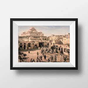Antique Photo Tunisia - Tunis Medina Bab Souika 1900 Color Picture Poster Souvenir Wall Art Home Decor