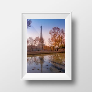 Fine ART Print of Paris  - Eiffel tower Autumn Fall Color Picture of Paris Photography Cityscape Reflects Wall Art