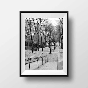 Fine ART Print of Paris  -  Montmartre Stairs Black and White Photo of Paris Street View Picture Poster Scree Print Wall Art