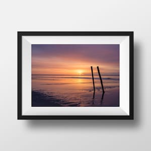 Brittany Impressão Fotográfica - Praia Paisagem Dique Madeira Kerambigorn Nascer Do Sol Imagem Colorida Fotografia Decoração Pôster