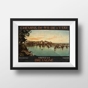 Plakat Vintage Bretagne Douarnenez 1900 - Poster Reisen Douarnenez Der Port Postkarte Alter Poster Vintage Decoration Wand