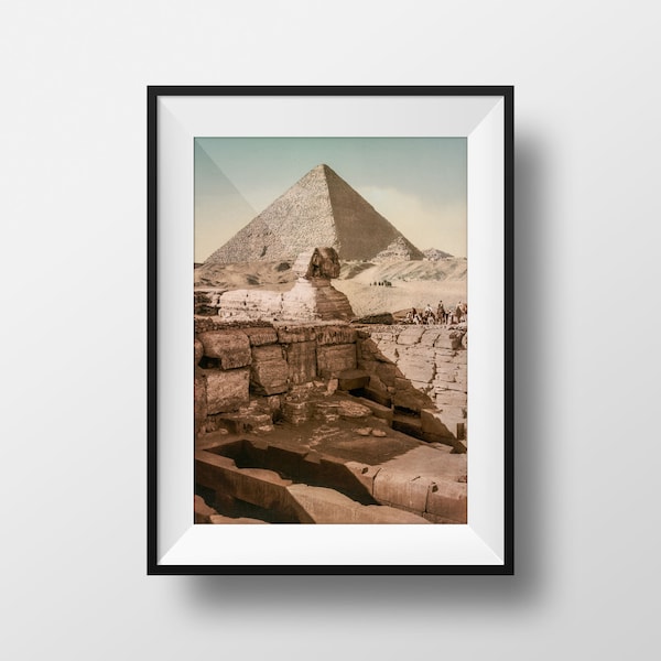 Photo Ancient Pyramid Sphinx - Egypt Vintage Poster Photography Retro Wall Art Home decor