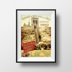 Vintage poster Marseille Notre Dame de la Garde 1900 - Marseille Travel Poster Notre Dame de la Garde Postcard