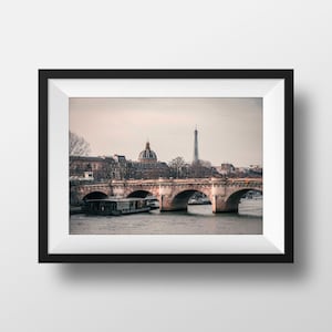 Paris Photo Color - The Pont Neuf and the Eiffel Tower Paris Photo in Color Poster Art Print Wall Art