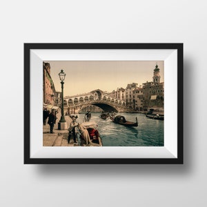 Old Venice Photo - Vintage Poster Rialto Grand Canal Retro Photography Italy Wall Art Home Decor