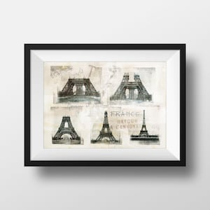 Affiche Paris Construction de la Tour Eiffel - Poster Tour Eiffel Paris Belle Epoque Voyage Paris Ancien Carte postale Illlustration