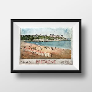Affiche Rétro Bretagne Dinard 1900 - Poster Dinard La Plage Carte postale ancienne Poster vintage rétro Image Belle Epoque Décoration