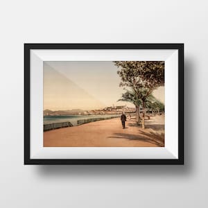 Retro Photo Cannes La Croisette - Color Print Old Image Antique French Riviera Poster Photography Côte d&#39;Azur Souvenir Wall Art