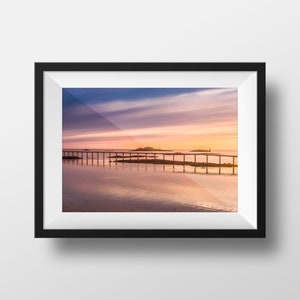 Foto colorida Roscoff Brittany - Finistère Estacade Pôr do sol Decoração de parede Pôster Fotografia