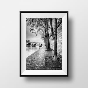 Schwarz-Weiß-Foto von Paris Le Pont des Arts und dem Eiffelturm
