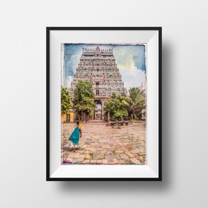 Colored Photo Print India - Tamil Nadu Chidambaran Temple  Photographic Travel Diary South India Poster Wall Art