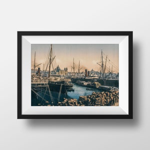 Old Photo Marseille - Bassins de la Joliette Cathedral La Major Notre Dame de la Garde Picture Poster Wall Art