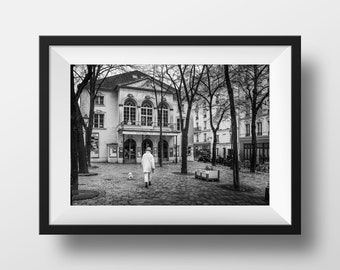 Fotodruck von Paris - Treppen am Montmartre Alt-Paris Schwarz-Weiß-Bild des Butte